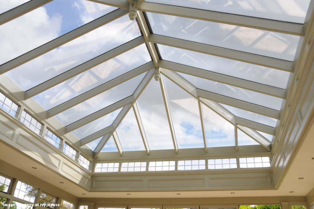 Large bright apex conservatory roof